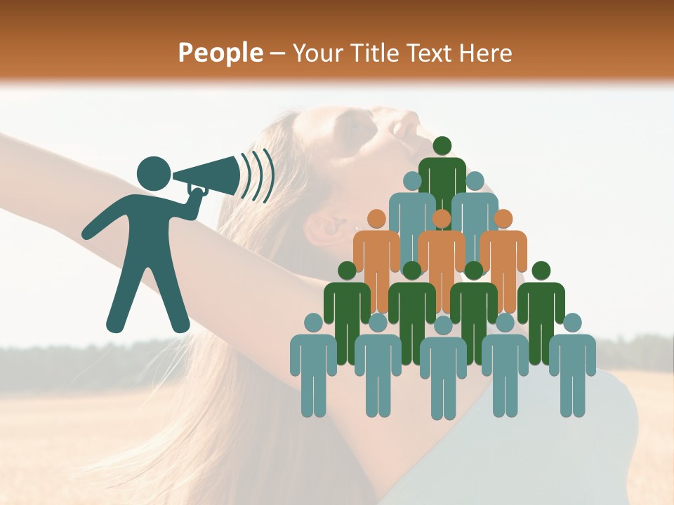 A Woman In A Field With Her Arms Outstretched PowerPoint Template