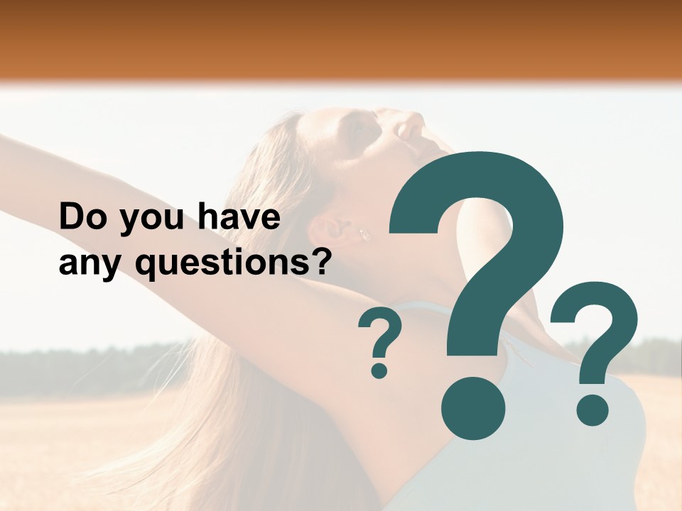 A Woman In A Field With Her Arms Outstretched PowerPoint Template