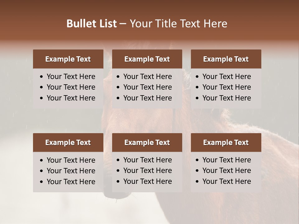 A Brown Horse Standing In The Rain Powerpoint Template PowerPoint Template