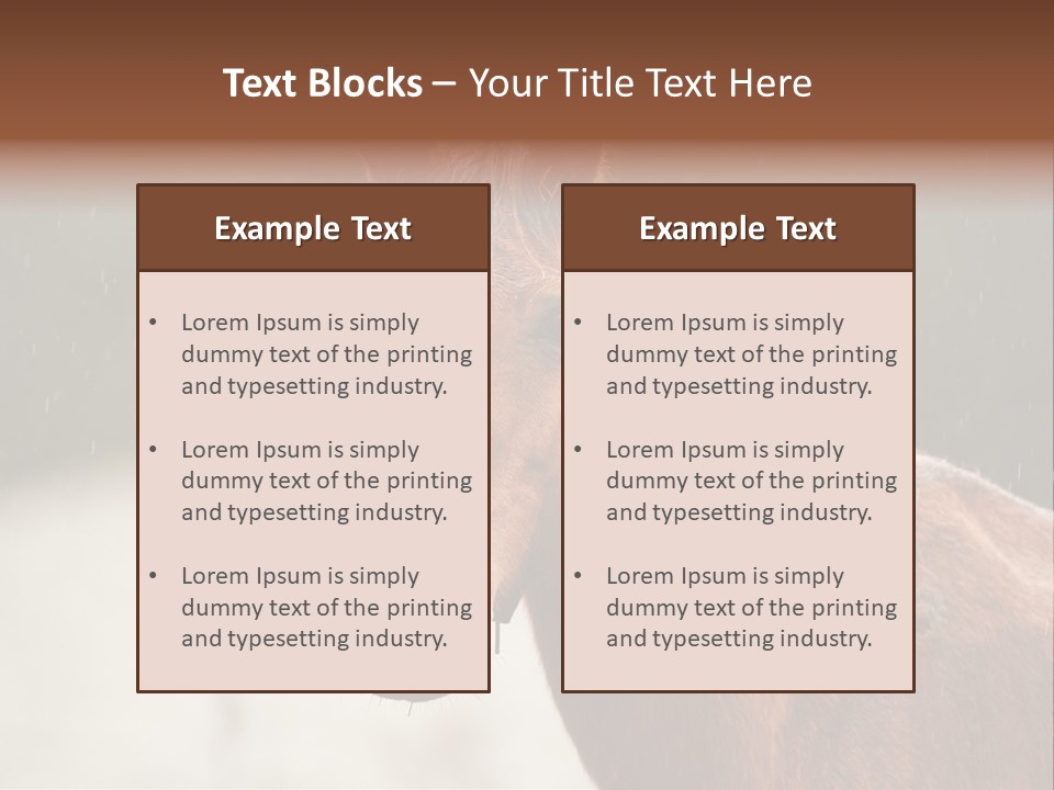 A Brown Horse Standing In The Rain Powerpoint Template PowerPoint Template