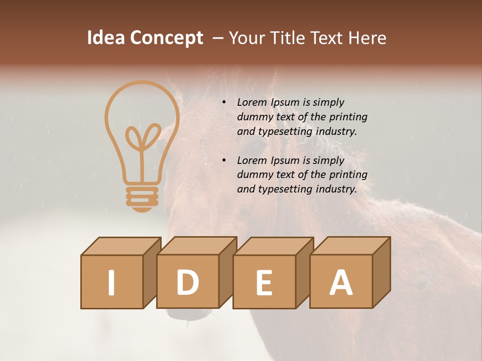 A Brown Horse Standing In The Rain Powerpoint Template PowerPoint Template