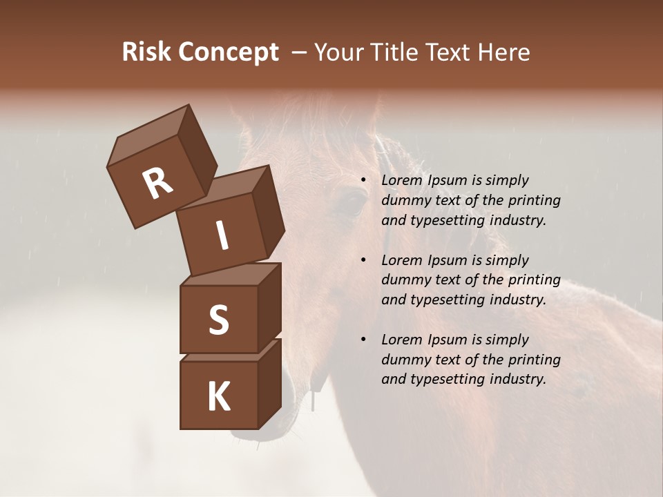 A Brown Horse Standing In The Rain Powerpoint Template PowerPoint Template