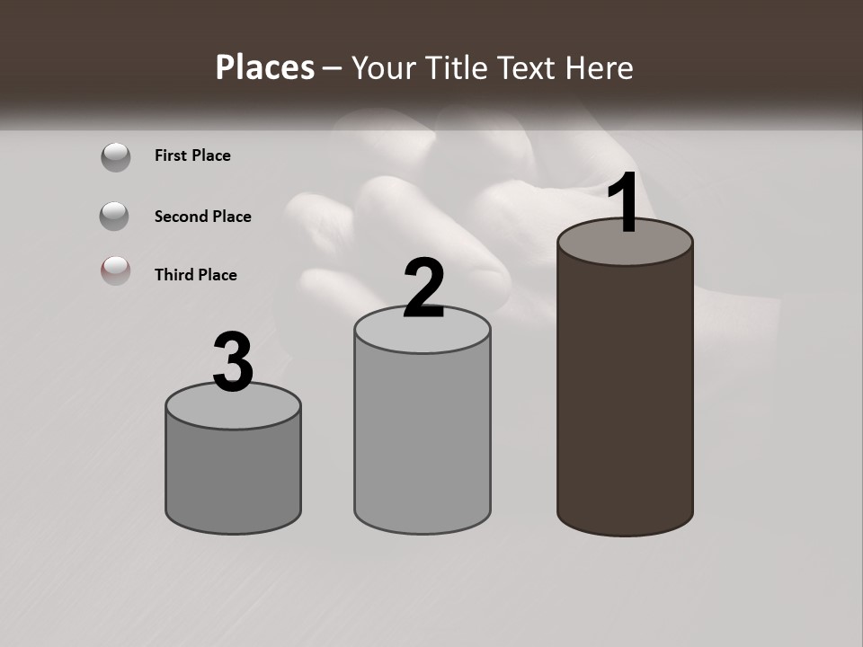 Two Hands Holding Each Other Over A Table PowerPoint Template