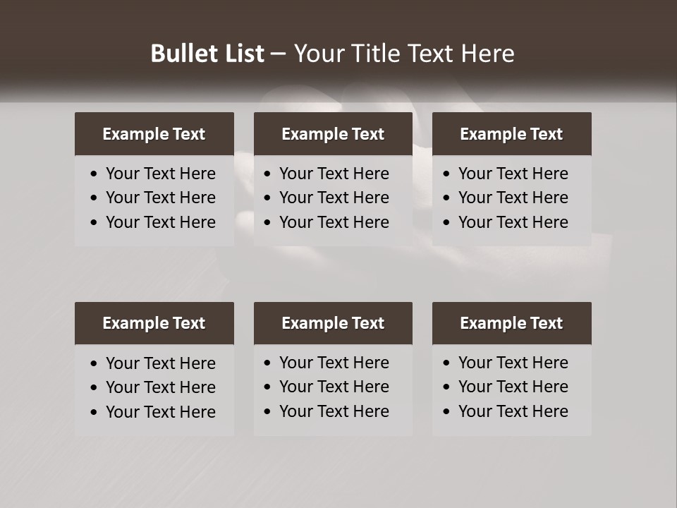 Two Hands Holding Each Other Over A Table PowerPoint Template