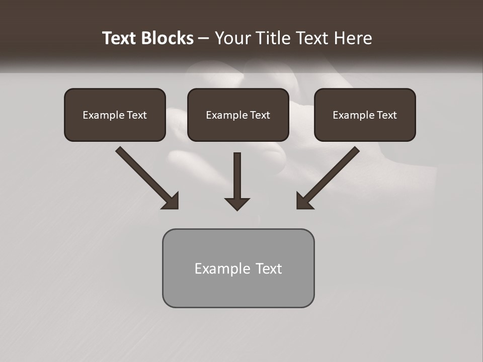 Two Hands Holding Each Other Over A Table PowerPoint Template