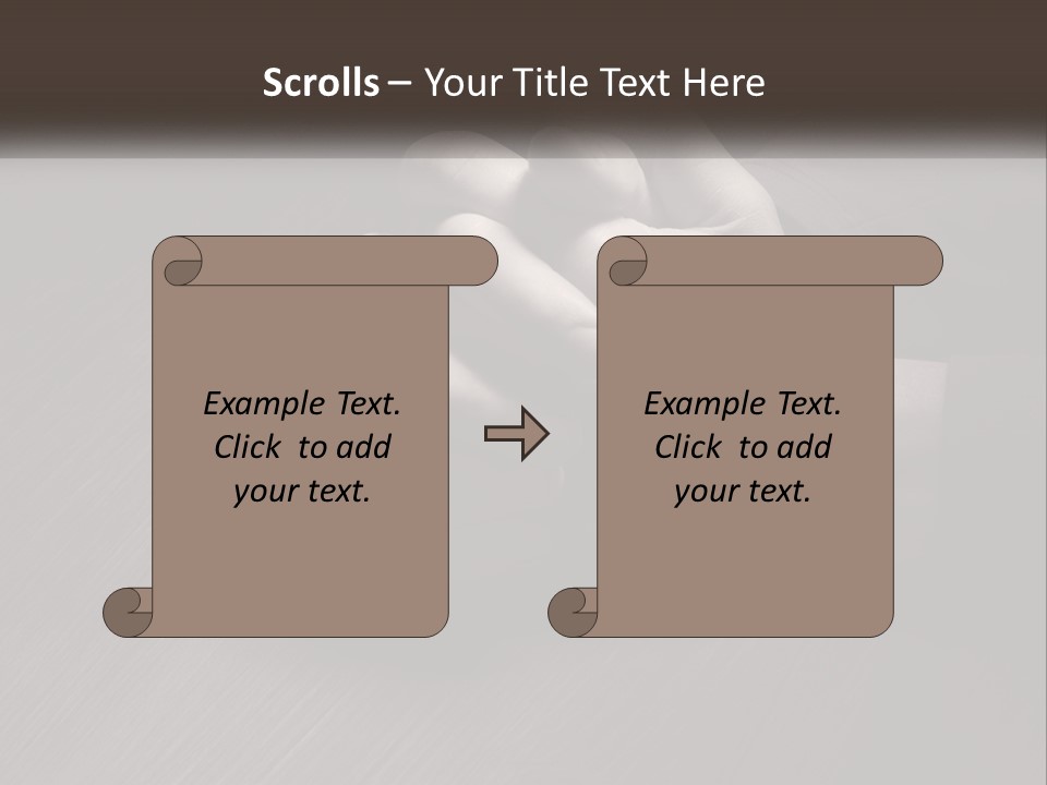 Two Hands Holding Each Other Over A Table PowerPoint Template