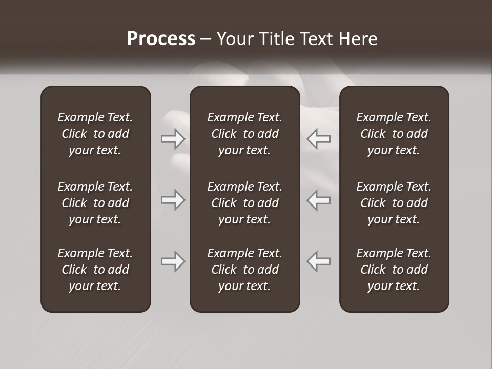Two Hands Holding Each Other Over A Table PowerPoint Template