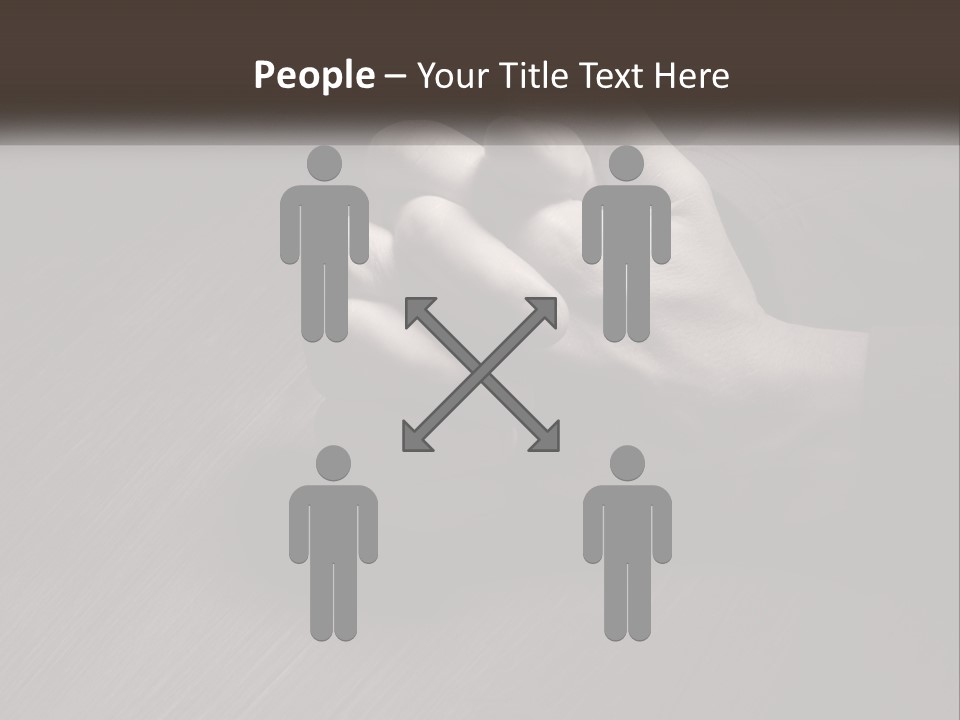 Two Hands Holding Each Other Over A Table PowerPoint Template