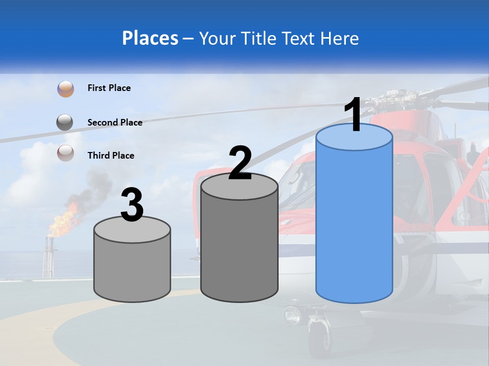 A Red And White Helicopter On A Runway PowerPoint Template