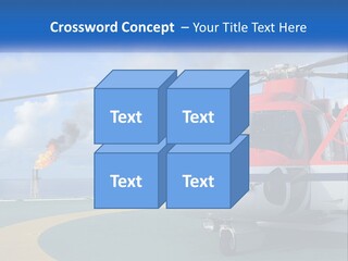 A Red And White Helicopter On A Runway PowerPoint Template
