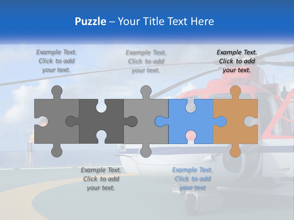 A Red And White Helicopter On A Runway PowerPoint Template