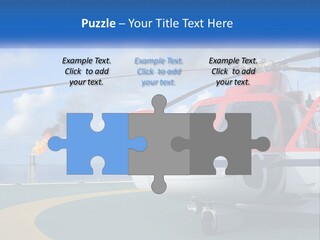 A Red And White Helicopter On A Runway PowerPoint Template