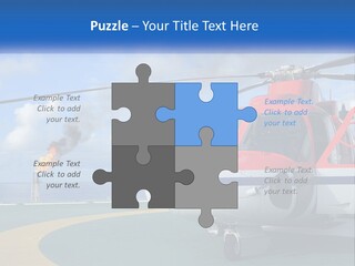 A Red And White Helicopter On A Runway PowerPoint Template