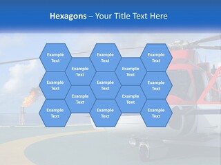 A Red And White Helicopter On A Runway PowerPoint Template