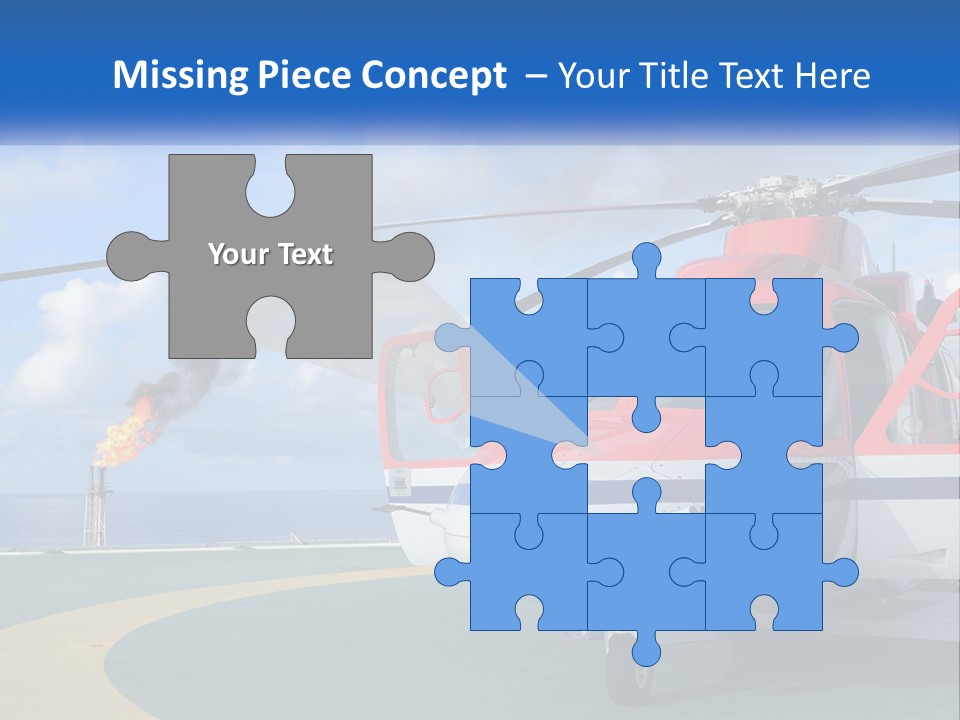 A Red And White Helicopter On A Runway PowerPoint Template