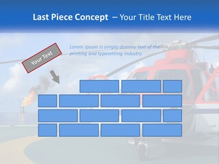 A Red And White Helicopter On A Runway PowerPoint Template