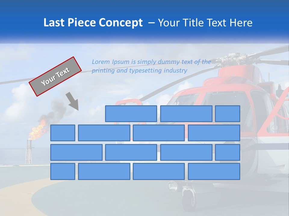 A Red And White Helicopter On A Runway PowerPoint Template