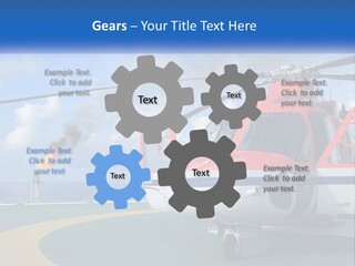 A Red And White Helicopter On A Runway PowerPoint Template