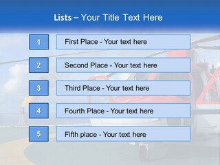 A Red And White Helicopter On A Runway PowerPoint Template