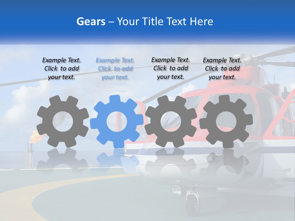 A Red And White Helicopter On A Runway PowerPoint Template