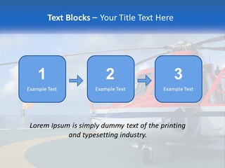 A Red And White Helicopter On A Runway PowerPoint Template