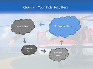 A Red And White Helicopter On A Runway PowerPoint Template