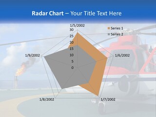 A Red And White Helicopter On A Runway PowerPoint Template