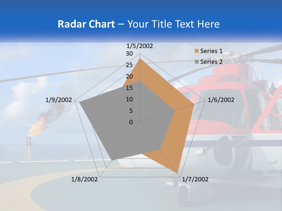 A Red And White Helicopter On A Runway PowerPoint Template