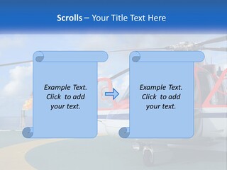 A Red And White Helicopter On A Runway PowerPoint Template
