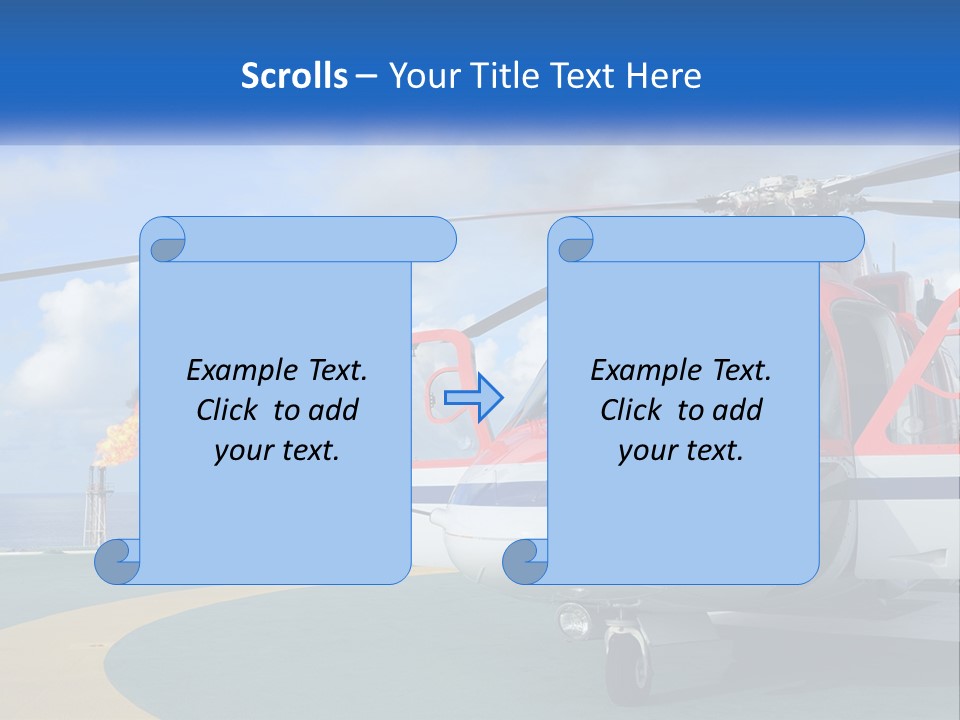 A Red And White Helicopter On A Runway PowerPoint Template