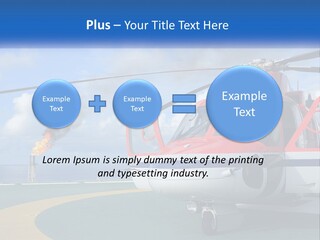 A Red And White Helicopter On A Runway PowerPoint Template