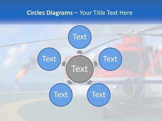 A Red And White Helicopter On A Runway PowerPoint Template