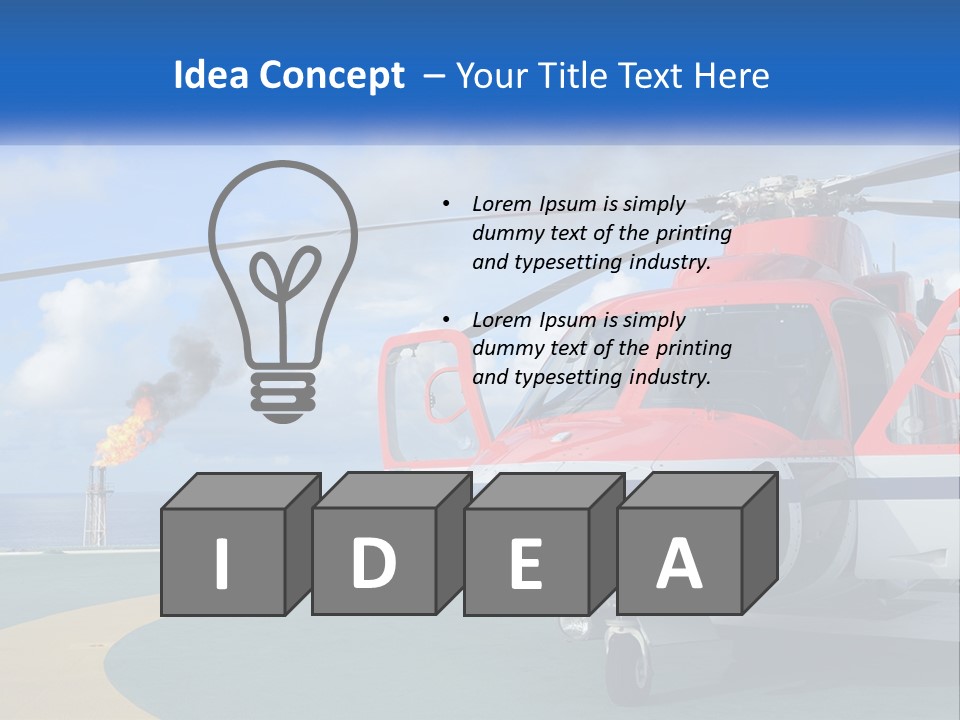 A Red And White Helicopter On A Runway PowerPoint Template
