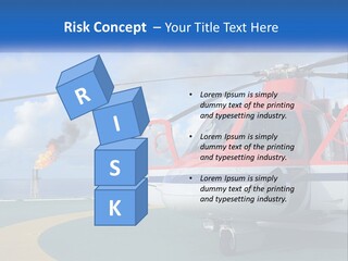 A Red And White Helicopter On A Runway PowerPoint Template