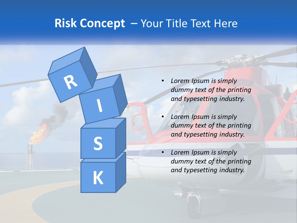 A Red And White Helicopter On A Runway PowerPoint Template
