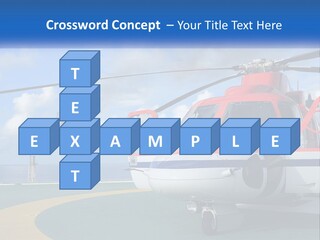 A Red And White Helicopter On A Runway PowerPoint Template