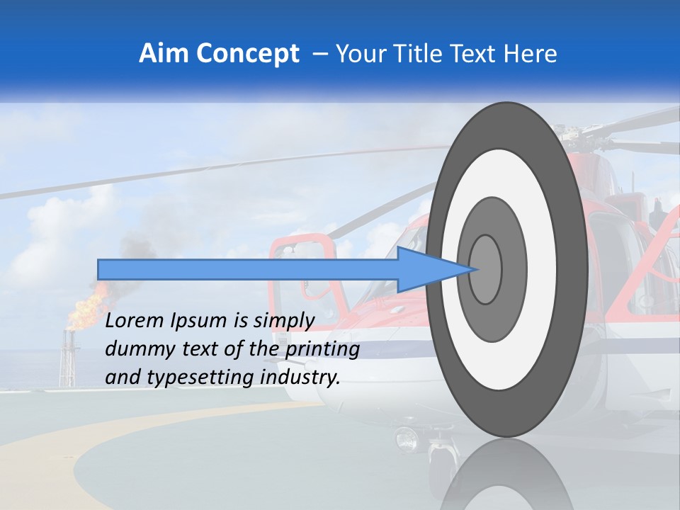 A Red And White Helicopter On A Runway PowerPoint Template