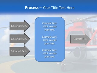 A Red And White Helicopter On A Runway PowerPoint Template