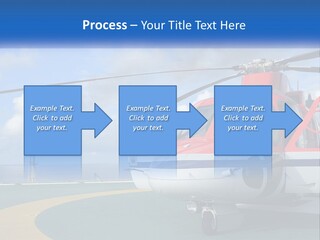 A Red And White Helicopter On A Runway PowerPoint Template