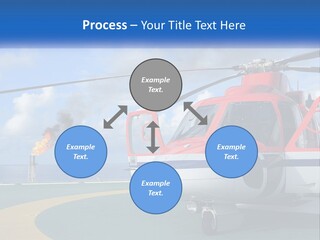 A Red And White Helicopter On A Runway PowerPoint Template