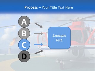 A Red And White Helicopter On A Runway PowerPoint Template