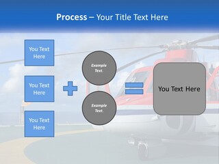 A Red And White Helicopter On A Runway PowerPoint Template