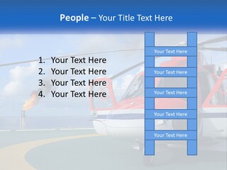A Red And White Helicopter On A Runway PowerPoint Template