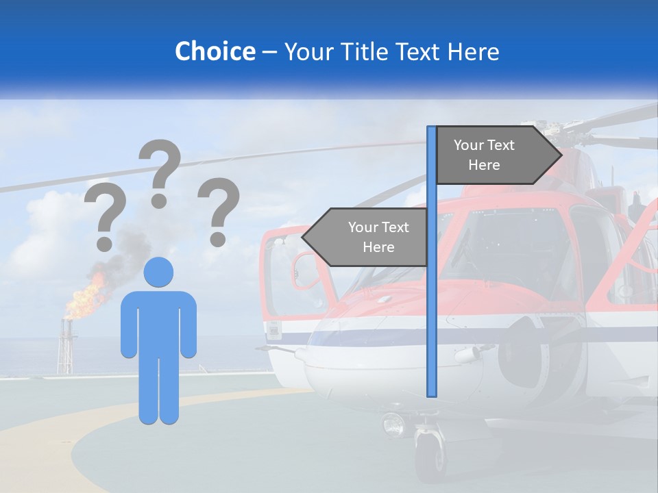 A Red And White Helicopter On A Runway PowerPoint Template