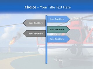 A Red And White Helicopter On A Runway PowerPoint Template