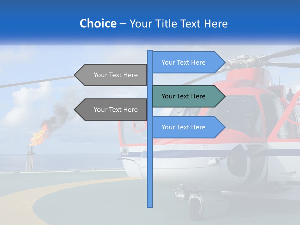 A Red And White Helicopter On A Runway PowerPoint Template
