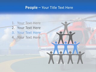 A Red And White Helicopter On A Runway PowerPoint Template