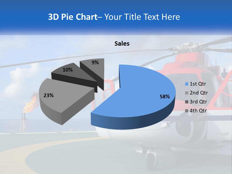 A Red And White Helicopter On A Runway PowerPoint Template