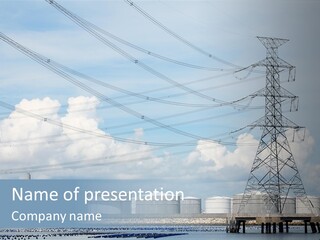 A Power Line With Power Lines In The Background PowerPoint Template
