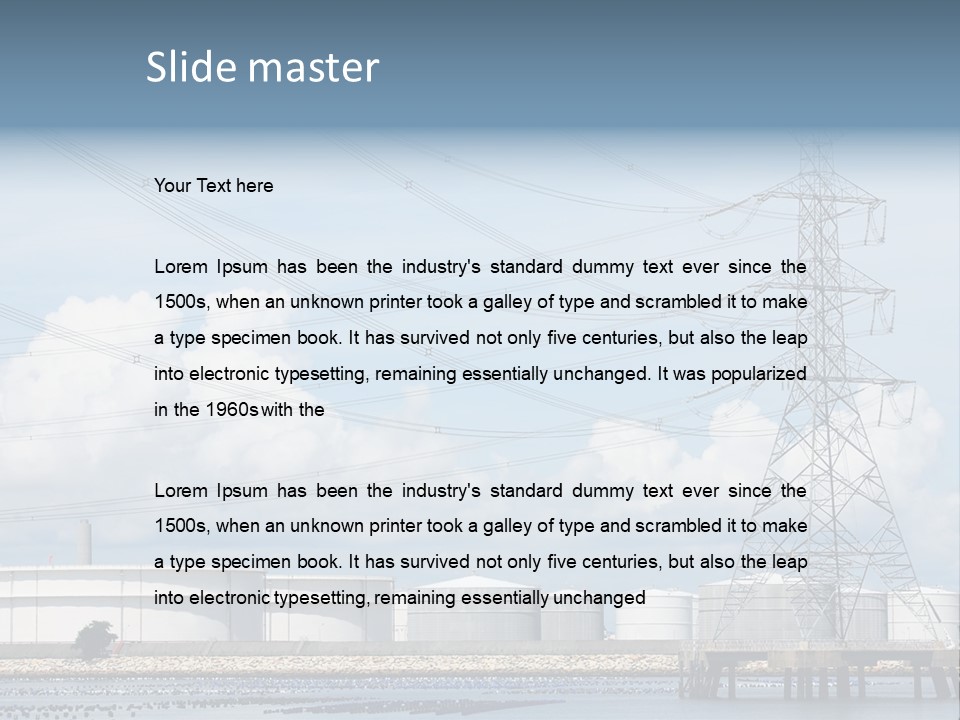 A Power Line With Power Lines In The Background PowerPoint Template